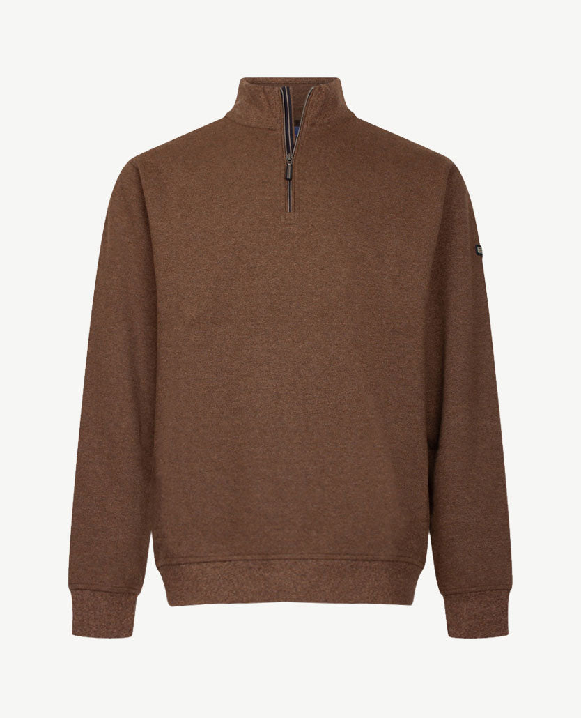 Baileys - Polo met rits - Sweat - Mêlée - Taupe met navy