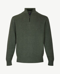 Baileys - Polo met rits - Gebreid - Structuurtje - Mosgroen met navy