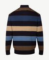 Baileys - Polo met rits - Gebreid - Streep - Navy, beige, camel en blauwen