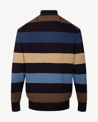 Baileys - Polo met rits - Gebreid - Streep - Navy, beige, camel en blauwen
