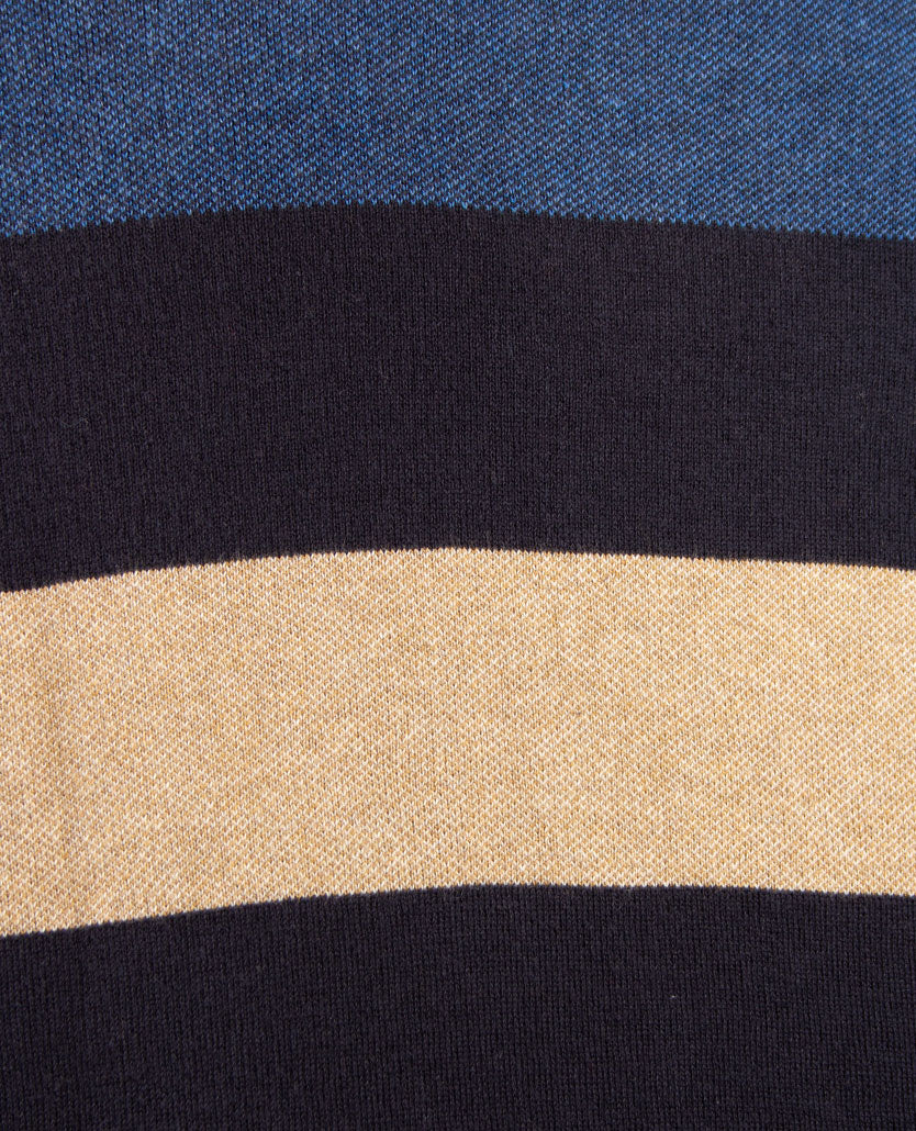 Baileys - Polo met rits - Gebreid - Streep - Navy, beige, camel en blauwen