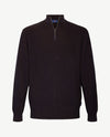Baileys - Polo met rits - Ribbel gebreid - Two tone - Navy met cognac