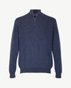 Baileys - Polo met rits - Ribbel gebreid - Two tone - Blauw met navy
