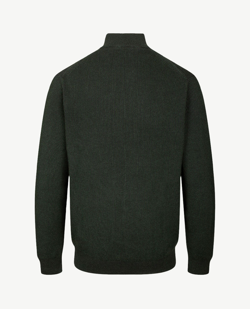 Baileys - Polo met rits - Ribbel gebreid - Two tone - Groen met navy