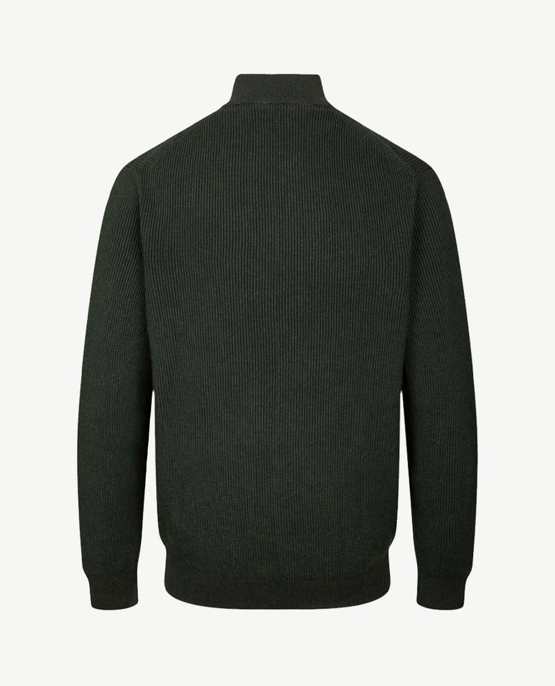 Baileys - Polo met rits - Ribbel gebreid - Two tone - Groen met navy