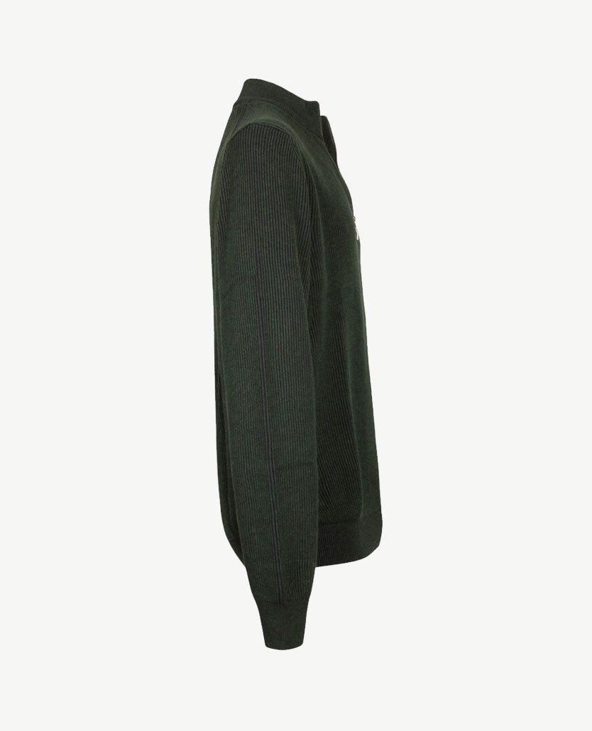 Baileys - Polo met rits - Ribbel gebreid - Two tone - Groen met navy