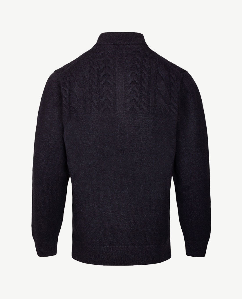 Baileys - Polo met rits - Gebreid - Kabel - Navy mêlée