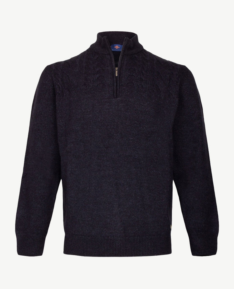 Baileys - Polo met rits - Gebreid - Kabel - Navy mêlée