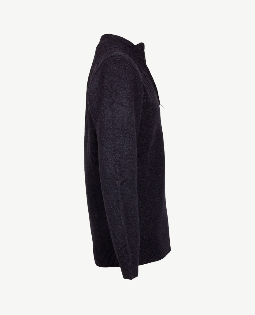 Baileys - Polo met rits - Gebreid - Kabel - Navy mêlée