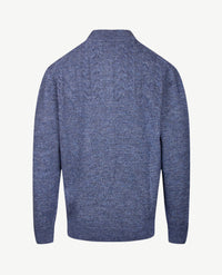 Baileys - Polo met rits - Gebreid - Kabel - Blauw mêlée