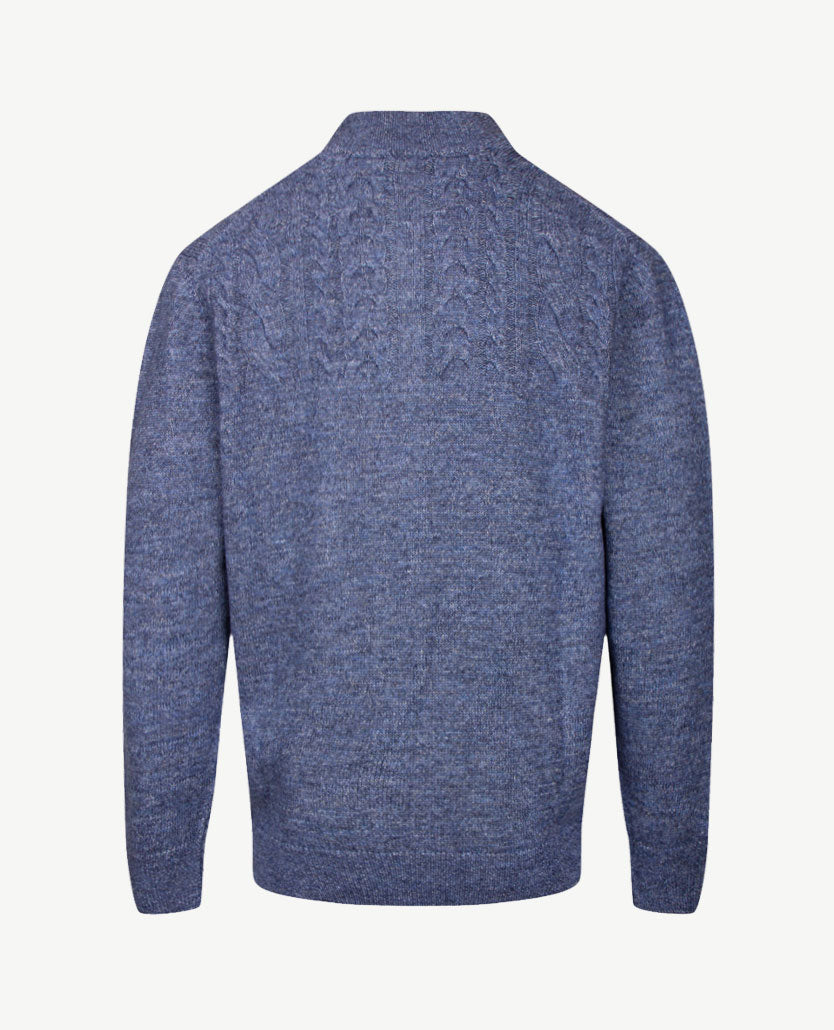 Baileys - Polo met rits - Gebreid - Kabel - Blauw mêlée