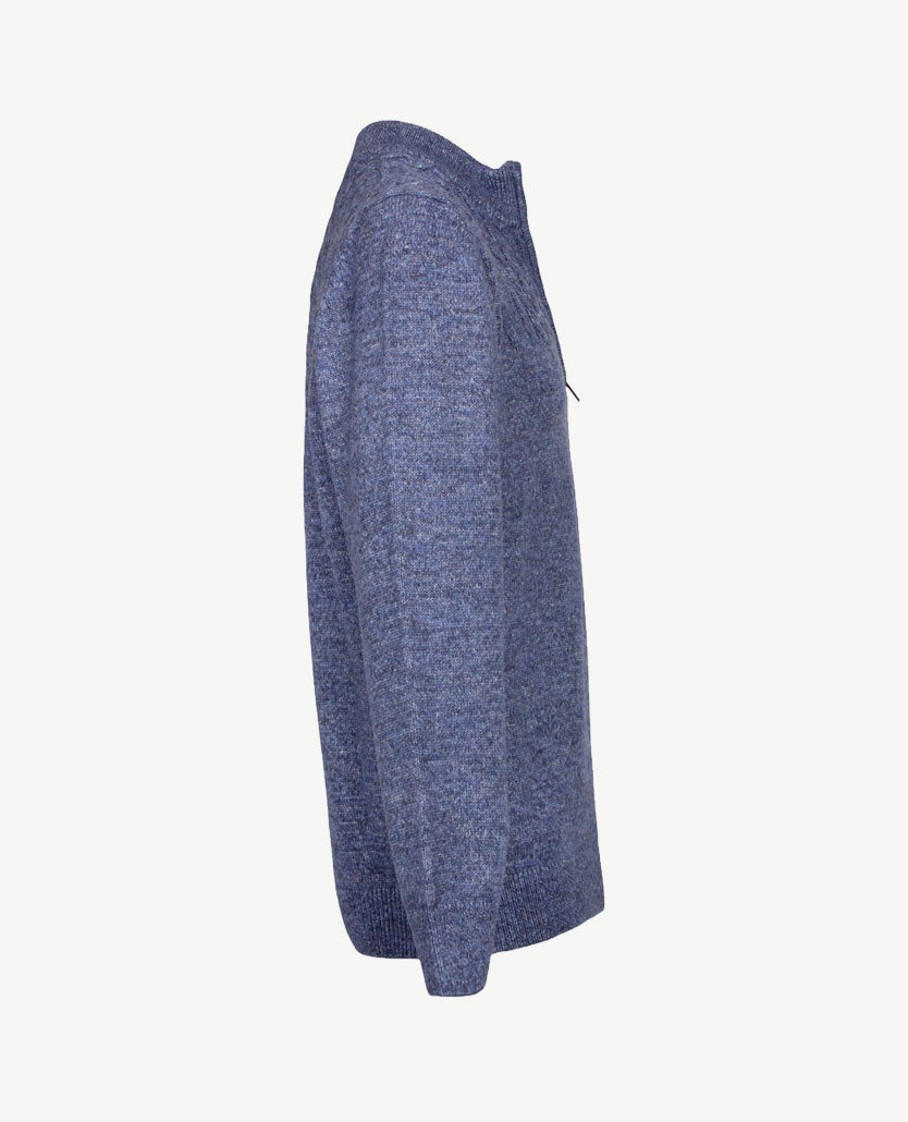 Baileys - Polo met rits - Gebreid - Kabel - Blauw mêlée