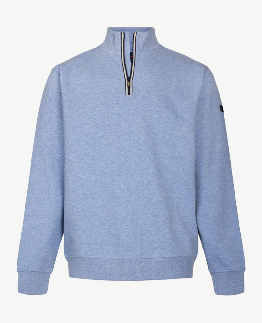 Baileys - Polo met rits - Sweat - Mêlée - Blue met navy en wit