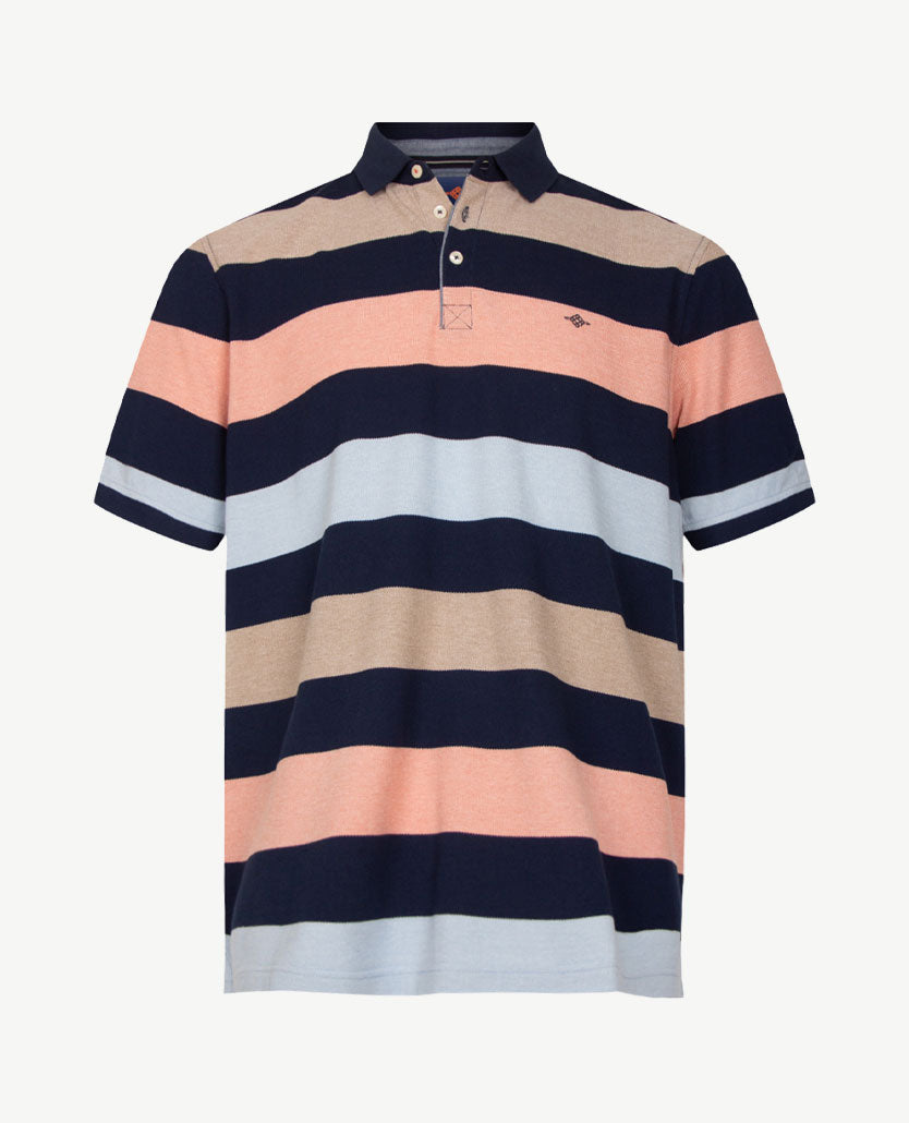 Baileys - Polo - Streep navy met koraal, beige en blue