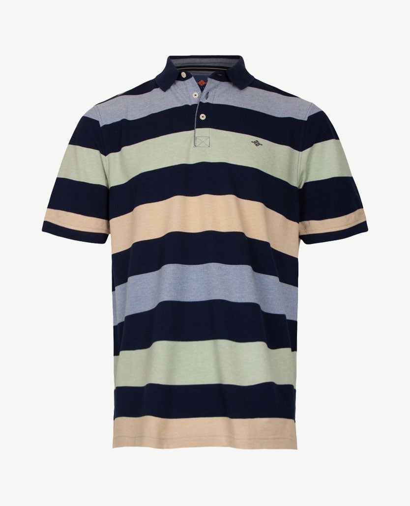 Baileys - Polo - Streep navy met groen, beige en blue