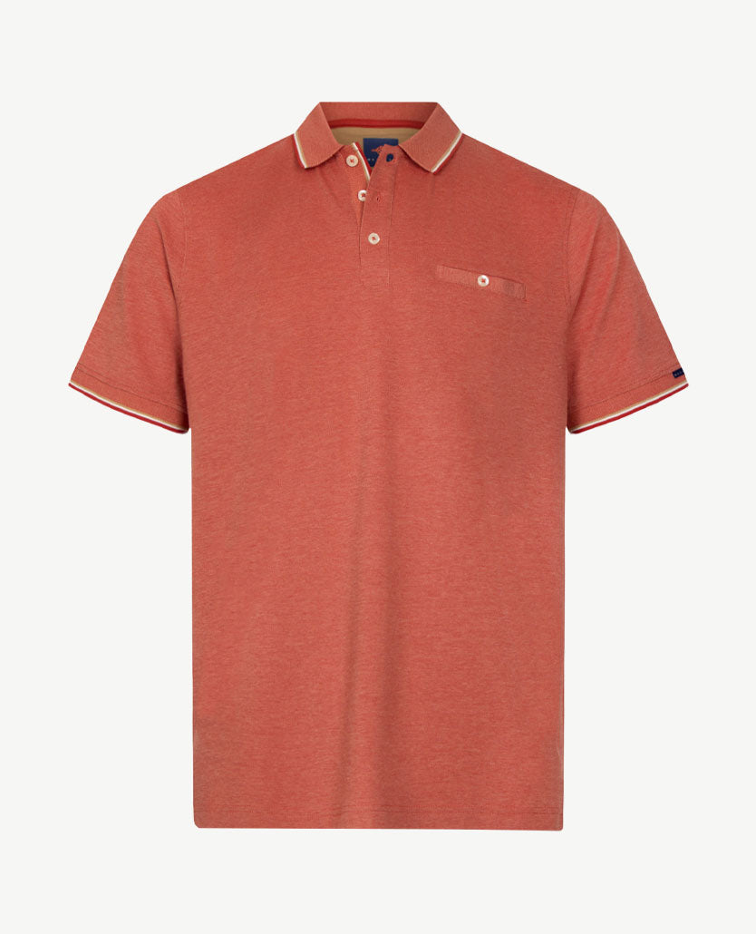 Baileys - Polo met borstzakje - Two tone piqué - Roest en beige
