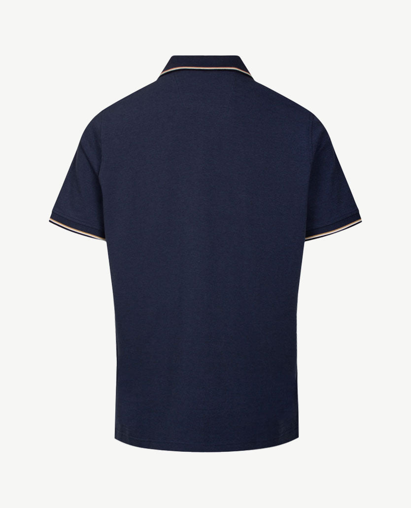 Baileys - Polo met borstzakje - Two tone piqué - Denim blue