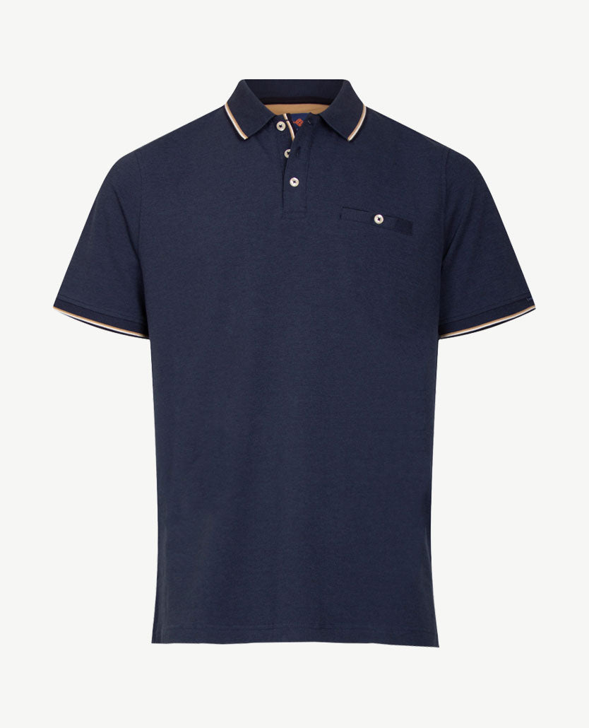Baileys - Polo met borstzakje - Two tone piqué - Denim blue