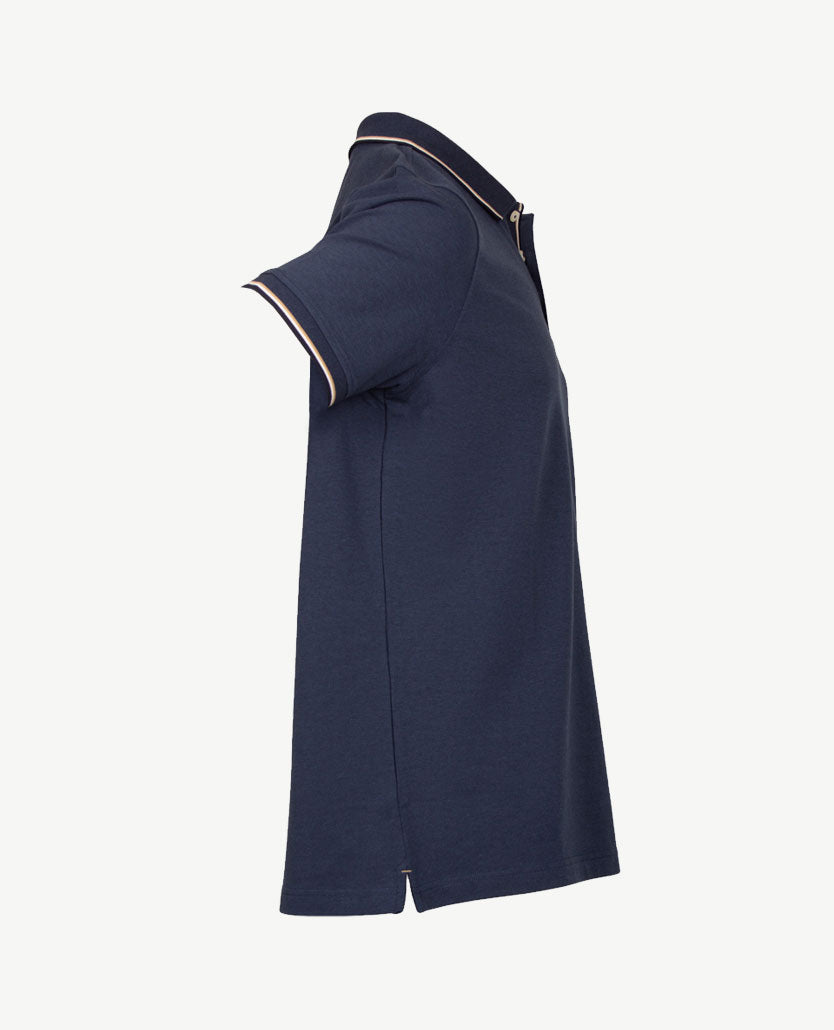 Baileys - Polo met borstzakje - Two tone piqué - Denim blue