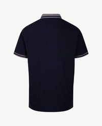 Baileys - Polo met borstzakje rits - Uni - Navy met wit mêlée