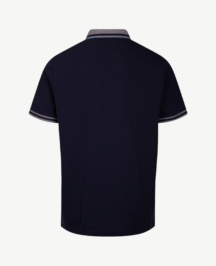 Baileys - Polo met borstzakje rits - Uni - Navy met wit mêlée