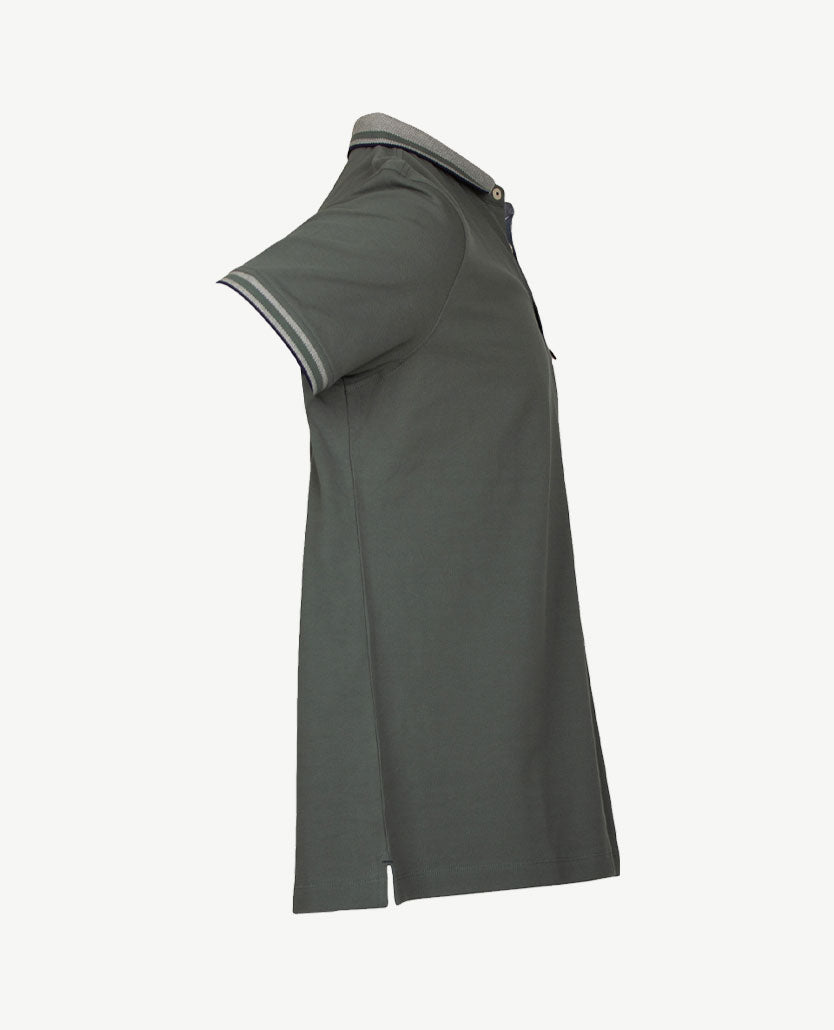 Baileys - Polo met borstzakje rits - Uni - Khaki met navy
