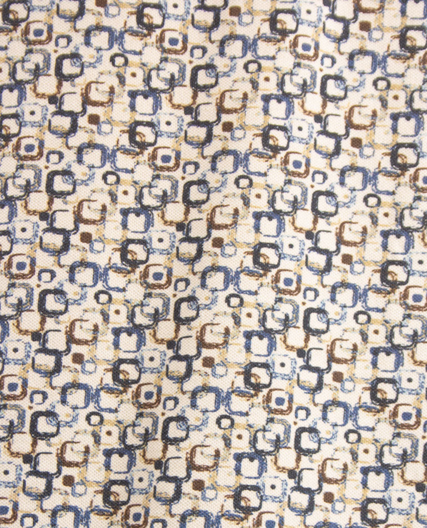 Baileys - Polo - Dessin multicolor blokje - Navy met beige en blauwen