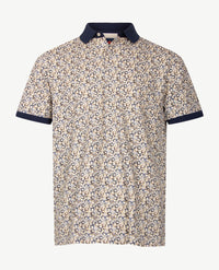 Baileys - Polo - Dessin multicolor blokje - Navy met beige en blauwen