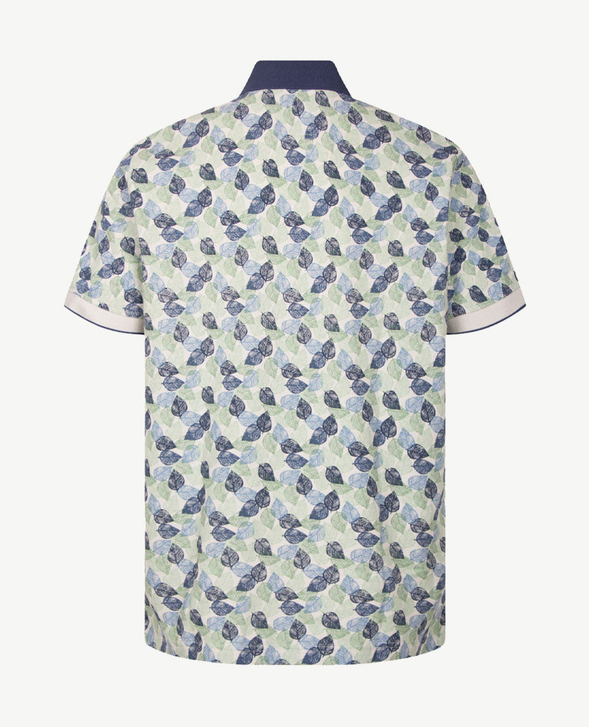 Baileys - Herenpolo met zakje - Dessin blaadjes- Navy, groenen en blue