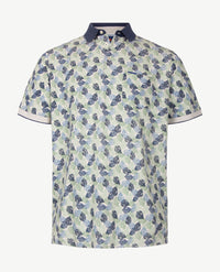 Baileys - Herenpolo met zakje - Dessin blaadjes- Navy, groenen en blue