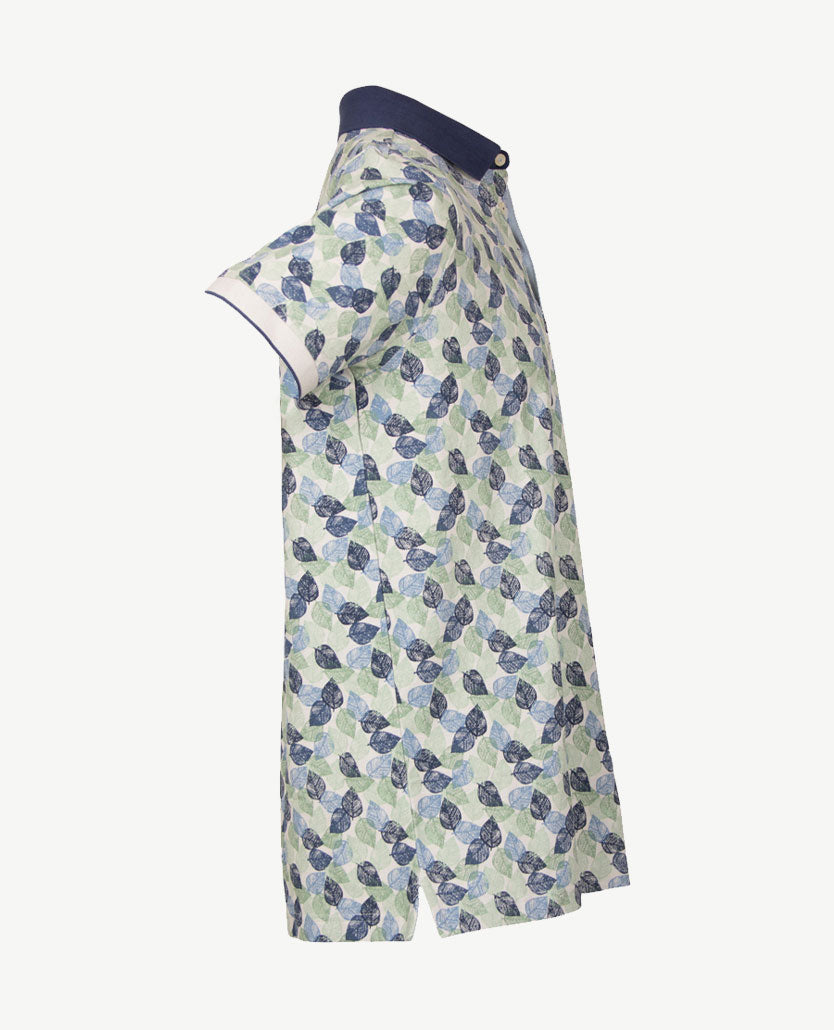 Baileys - Herenpolo met zakje - Dessin blaadjes- Navy, groenen en blue