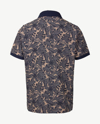 Baileys - Polo - Dessin groot blad - Navy met beige-taupe