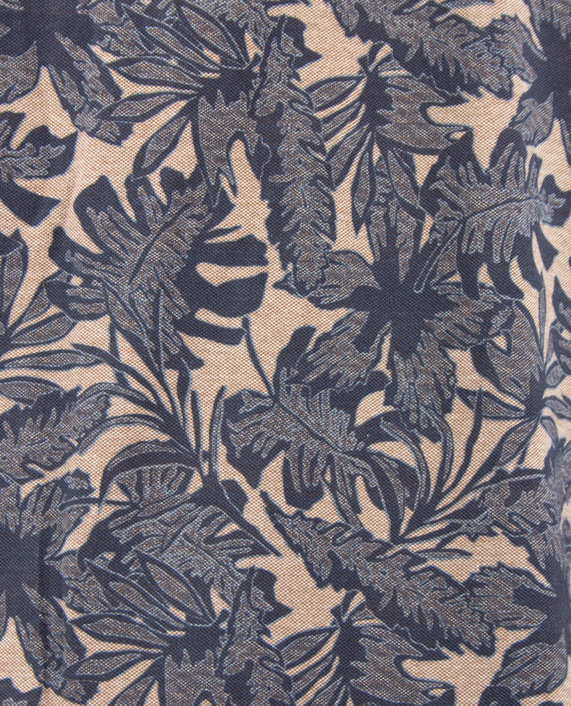 Baileys - Polo - Dessin groot blad - Navy met beige-taupe