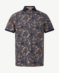 Baileys - Polo - Dessin groot blad - Navy met beige-taupe