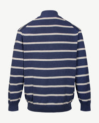 Baileys - Polo met rits - Gebreid - Streep blauw - grijs