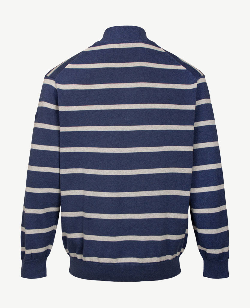Baileys - Polo met rits - Gebreid - Streep blauw - grijs