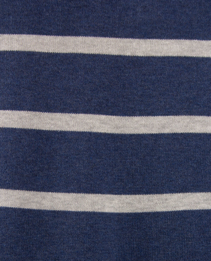 Baileys - Polo met rits - Gebreid - Streep blauw - grijs