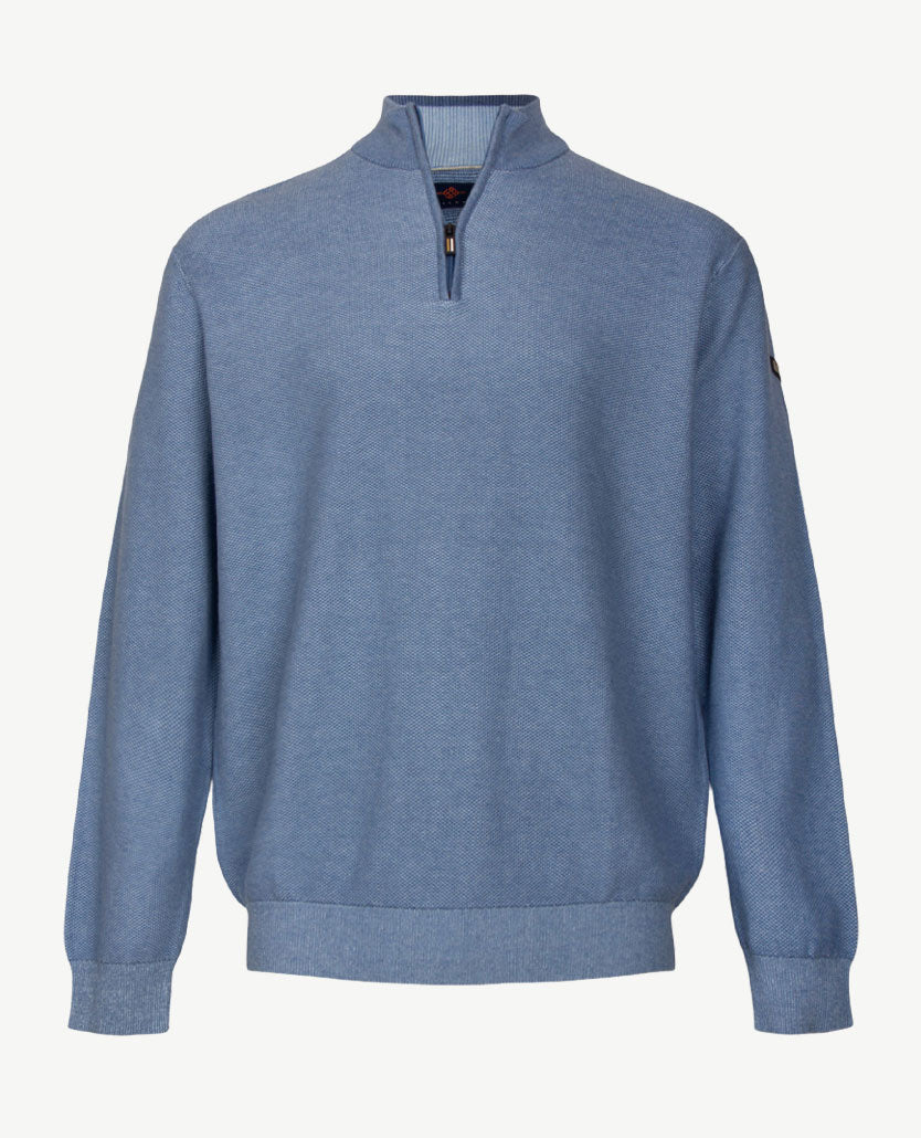 Baileys - Polo met rits - Gebreid - Two tone - Licht blauwen