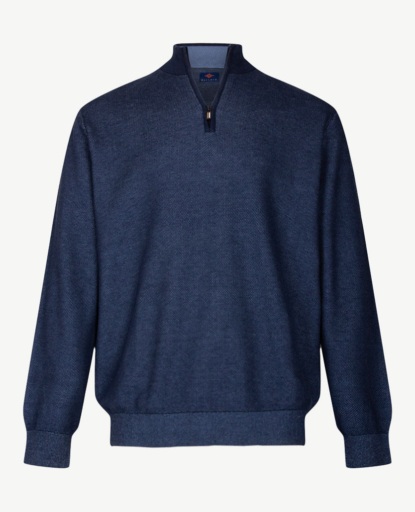 Baileys - Polo met rits - Gebreid - Two tone - Navy met rafblauw