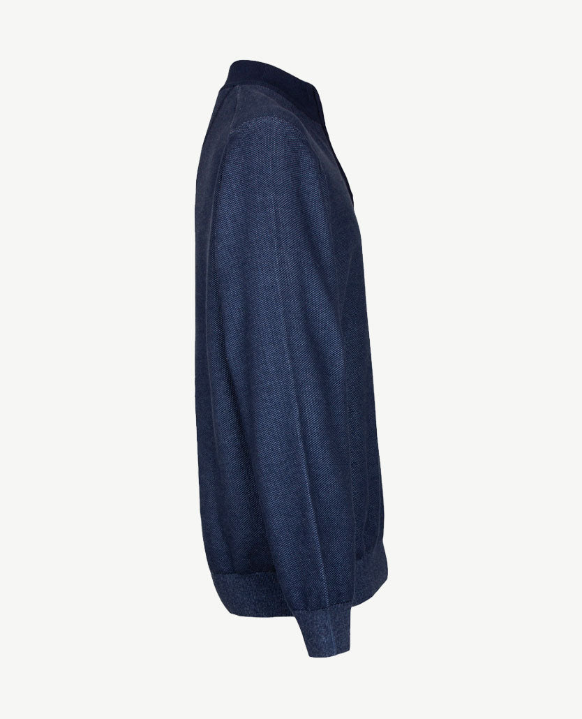 Baileys - Polo met rits - Gebreid - Two tone - Navy met rafblauw
