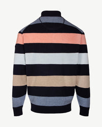 Baileys - Polo met rits - Gebreid - Streep koraal, blue, beige en navy