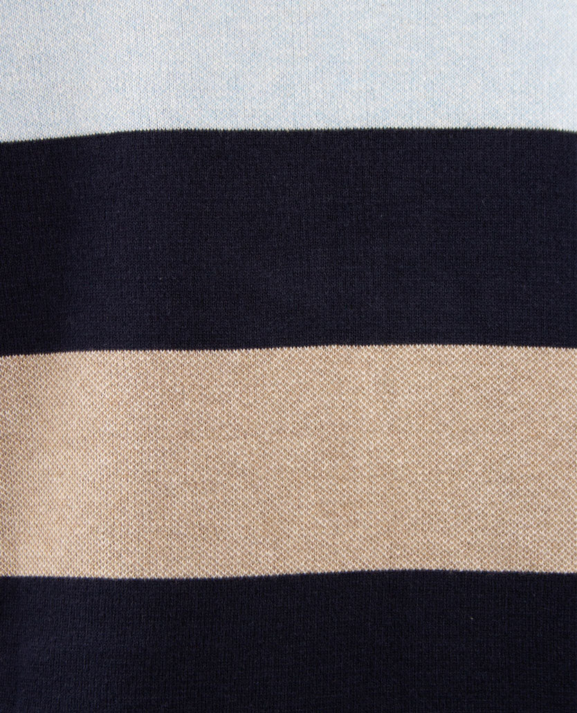 Baileys - Polo met rits - Gebreid - Streep koraal, blue, beige en navy