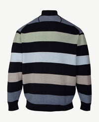 Baileys - Polo met rits - Gebreid - Streep Groen, navy, bleu en beige