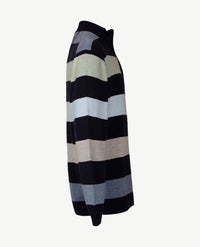 Baileys - Polo met rits - Gebreid - Streep Groen, navy, bleu en beige
