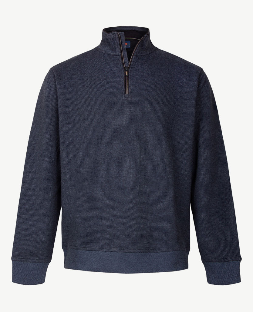Baileys - Herenpolo met rits - Two tone - Navy met raf blauw