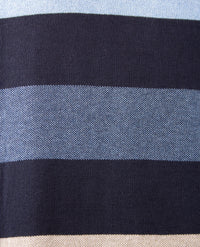 Baileys - Herenpolo met rits - Gebreid - Streep blue, beige, raf  en navy