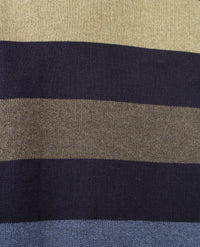 Baileys - Herenpolo met rits - Gebreid - Streep groen, khaki, bleu en navy