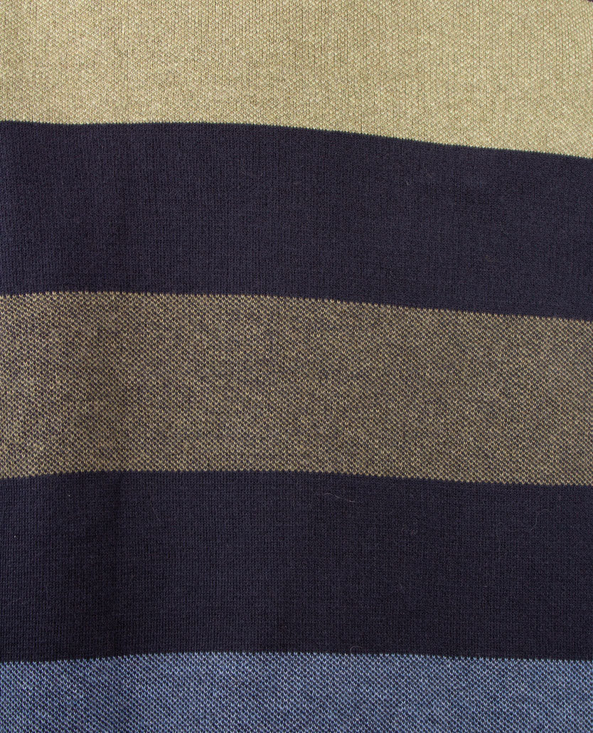 Baileys - Herenpolo met rits - Gebreid - Streep groen, khaki, bleu en navy