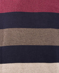 Baileys - Herenpolo met rits - Gebreid - Streep merlot, taupe, beige en navy