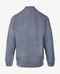 Baileys - Herenpolo met rits - Gebreid - Kabel - Rafblauw mêlée